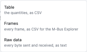 The three files Export offers